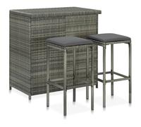 Vidaxl Ensemble De Bar 3 Pcs Résine Tressée Gris Gris
