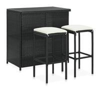 vidaXL Ensemble de bar 3 pcs Résine tressée Noir