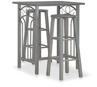 vidaXL Ensemble de Bar 3 pcs Table et Chaises de Bistro Jardin Pub Restaurant Table et Tabourets de Cuisine Meuble de Bar Maison Acier Anthracite Bois