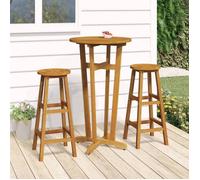 vidaXL Ensemble de Bar 3 pcs, Table et Chaises de Bistrot, Meubles d'Extérieur Jardin Terrasse Patio Arrière-Cour, Bois 319699 Marron G