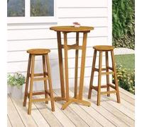 Ensemble de Bar 3 pcs, Table et Chaises de Bistrot, Meubles d'Extérieur Jardin Terrasse Patio Arrière-Cour, Bois 319699