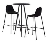 Ensemble de Bar 3 pcs Tissu Noir Mobilier Pub Comptoir Bistrot Maison vidaXL