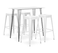 Vidaxl Ensemble De Bar 5 Pcs Blanc Blanc
