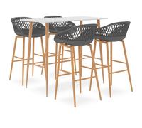 Vidaxl Ensemble De Bar 5 Pcs Blanc Et Gris Blanc