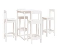 vidaXL Ensemble de Bar 5 pcs Ensemble de Meubles de Bistro Meubles de Salle à Manger Cuisine Mobilier de Pub Intérieur Blanc Bois de Pin Massif