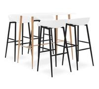 vidaXL Ensemble de Bar 5 pcs Meubles de Pub Ensemble de Comptoir Table et Chaises de Bistrot Mobilier de Bar Maison Intérieur Restaurant Blanc Blanc