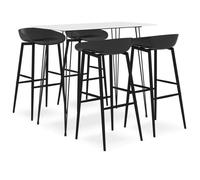 Ensemble de Bar 7 pcs Blanc et Noir Mobilier Bistro Pub Comptoir Jardin vidaXL