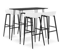 vidaXL Ensemble de Bar 5 pcs Mobilier de Bistrot Meubles de Pub Ensemble de Comptoir Table et Chaises de Bar Restaurant Maison Intérieur Noir et Blanc Noir