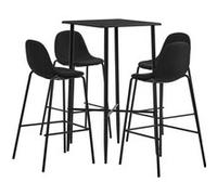 vidaXL Ensemble de Bar 5 pcs Mobilier de Bistrot Table et Chaises de Pub Meubles de Comptoir Restaurant Cuisine Maison Jardin Tissu Noir 279966 Noir G