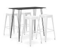 Vidaxl Ensemble De Bar 5 Pcs Noir Et Blanc Blanc
