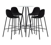 Ensemble de Bar 5 pcs Table et Chaises de Pub Meubles de Bistrot Mobilier de Comptoir Jardin Cuisine Restaurant Maison Tissu Noir