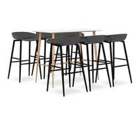 vidaXL Ensemble de Bar 7 pcs Meubles de Pub Ensemble de Comptoir Mobilier de Bar Table et Chaises de Bistrot Maison Restaurant Intérieur Blanc et Gris Blanc
