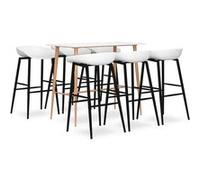 vidaXL Ensemble de Bar 7 pcs Meubles de Pub Ensemble de Comptoir Table et Chaises de Bistrot Mobilier de Bar Maison Intérieur Restaurant Blanc Blanc