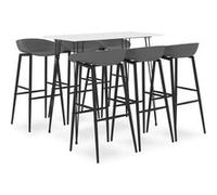 vidaXL Ensemble de Bar 7 pcs Mobilier de Bistrot Meubles de Pub Ensemble de Comptoir Table et Chaises de Bar Restaurant Intérieur Maison Blanc et Gris Blanc