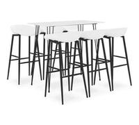 vidaXL Ensemble de Bar 7 pcs Mobilier de Bistrot Meubles de Pub Ensemble de Comptoir Table et Chaises de Bar Restaurant Maison Intérieur Blanc Blanc