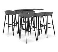 vidaXL Ensemble de Bar 7 pcs Mobilier de Bistrot Meubles de Pub Ensemble de Comptoir Table et Chaises de Bar Restaurant Intérieur Maison Noir et Gris Noir