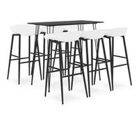 vidaXL Ensemble de Bar 7 pcs Mobilier de Bistrot Meubles de Pub Ensemble de Comptoir Table et Chaises de Bar Restaurant Maison Intérieur Noir et Blanc Noir