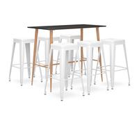 Vidaxl Ensemble De Bar 7 Pcs Noir Et Blanc Multicolore