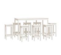 vidaXL Ensemble de bar 9 pcs Blanc Bois de pin massif