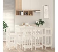 vidaXL Ensemble de bar 9 pcs Blanc Bois de pin massif