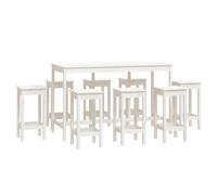 Vidaxl Ensemble De Bar 9 Pcs Blanc Bois De Pin Massif Blanc