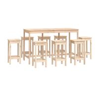 Vidaxl Ensemble De Bar 9 Pcs Bois De Pin Massif Marron