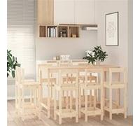 vidaXL Ensemble de bar 9 pcs Bois de pin massif3124722 Bois G
