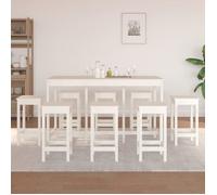 Vidaxl Ensemble De Bar 9 Pcs Blanc Bois De Pin Massif Blanc