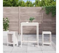 Vidaxl Ensemble De Bar De Jardin 3 Pcs Blanc Bois De Pin Massif