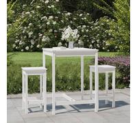 Vidaxl Ensemble De Bar De Jardin 3 Pcs Blanc Bois De Pin Massif