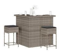 vidaXL Ensemble de bar de jardin 3 pièces avec coussins en résine tressée Gris