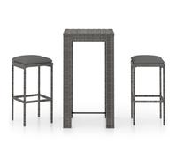 Vidaxl Ensemble De Bar De Jardin 3 Pcs Et Coussins Résine Tressée Gris