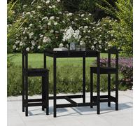 Vidaxl Ensemble De Bar De Jardin 3 Pcs Noir Bois De Pin Massif
