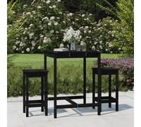 Vidaxl Ensemble De Bar De Jardin 3 Pcs Noir Bois De Pin Massif