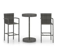 Vidaxl Ensemble De Bar De Jardin 3 Pcs Résine Tressée Gris Gris