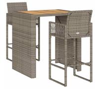Vidaxl Ensemble De Bar De Jardin 3 Pcs Sans Coussins Gris Poly Rotin