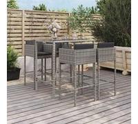 Vidaxl Ensemble De Bar De Jardin 5 Pcs Avec Coussins Gris Poly Rotin Gris