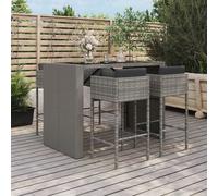 Vidaxl Ensemble De Bar De Jardin 5 Pcs Avec Coussins Gris Poly Rotin Gris