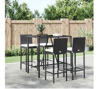 vidaXL Ensemble de bar de jardin 5 pcs avec coussins noir poly rotin 3187643