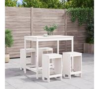 Vidaxl Ensemble De Bar De Jardin 5 Pcs Blanc Bois Massif De Pin
