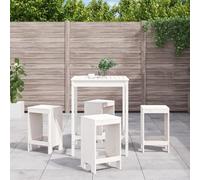 Vidaxl Ensemble De Bar De Jardin 5 Pcs Blanc Bois Massif De Pin