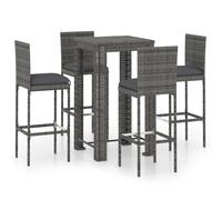 Ensemble de Bar de Jardin 5 pcs et Coussins Résine Tressée Gris Patio vidaXL