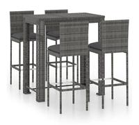 vidaXL Ensemble de bar de jardin 5 pcs et coussins Résine tressée Gris