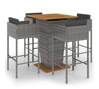 Ensemble de Bar de Jardin 3 pcs et Coussins Résine Tressée Gris Patio vidaXL