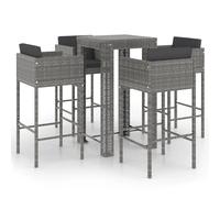 Vidaxl Ensemble De Bar De Jardin 5 Pcs Et Coussins Résine Tressée Gris Gris