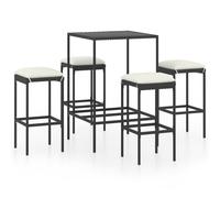 vidaXL Ensemble de bar de jardin 5 pcs et coussins Résine tressée Noir