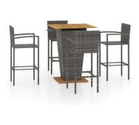 vidaXL Ensemble de bar de jardin, 5 pcs, Gris Gris G