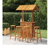 vidaXL Ensemble de Bar de Jardin 5 pcs Mobilier de Patio Table et Tabourets de Bistrot Meubles de Terrasse Extérieur Bois 3116007