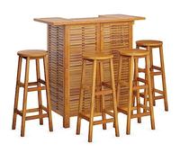 vidaXL Ensemble de Bar de Jardin 5 pcs Mobilier de Patio Table et Tabourets de Bistrot Meubles de Terrasse Extérieur Bois d'Acacia Solide