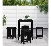 Vidaxl Ensemble De Bar De Jardin 5 Pcs Noir Bois De Pin Massif